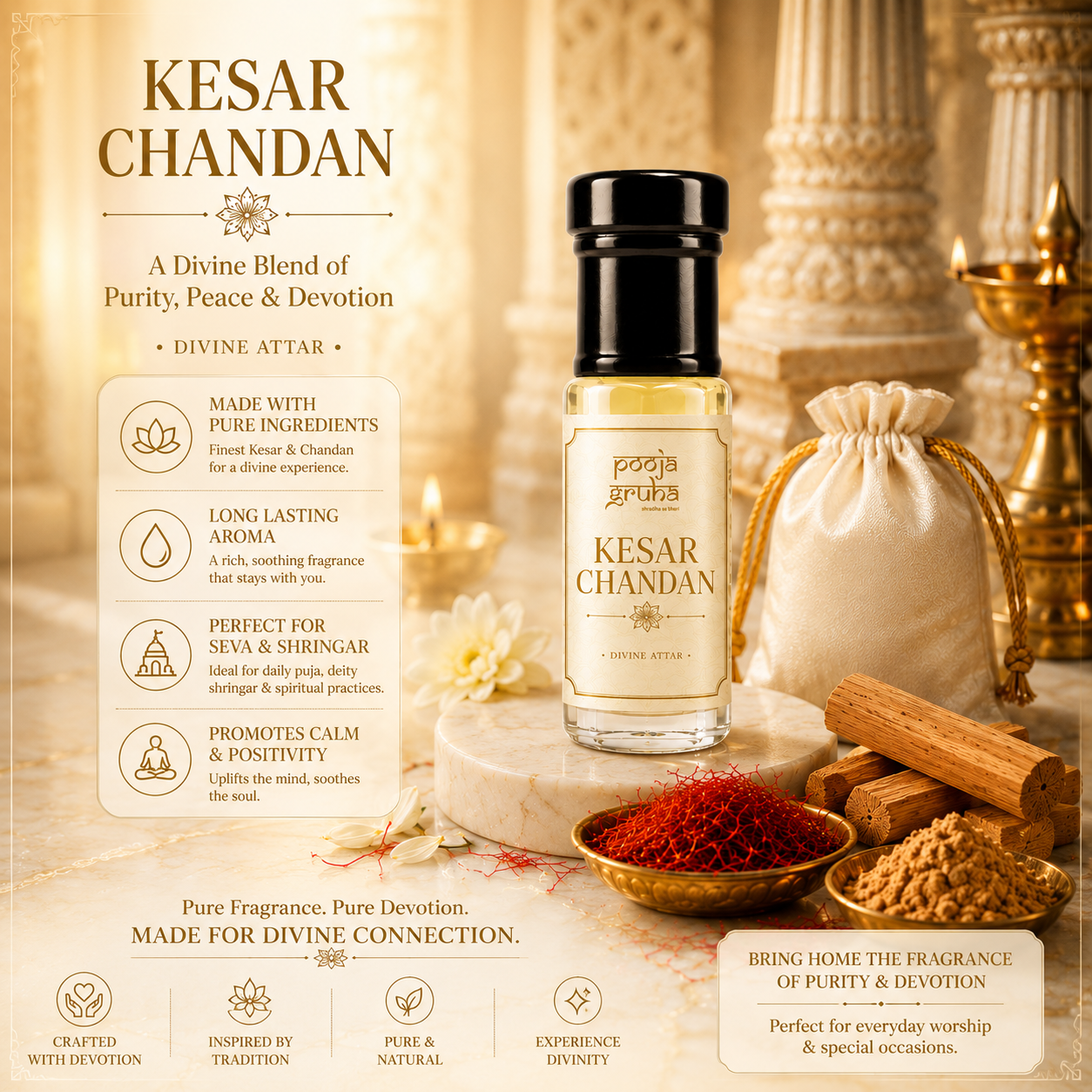 KESAR CHANDAN Divine Attar for Mandir | Pooja Gruha