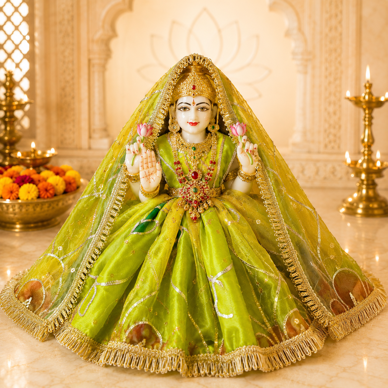 Hariyali Shringar Laxmi Ganesh Ji Dress Set