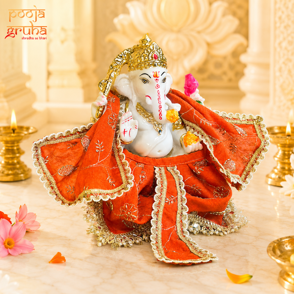 Divya Kesariya Ganesh Ji Dhoti Set