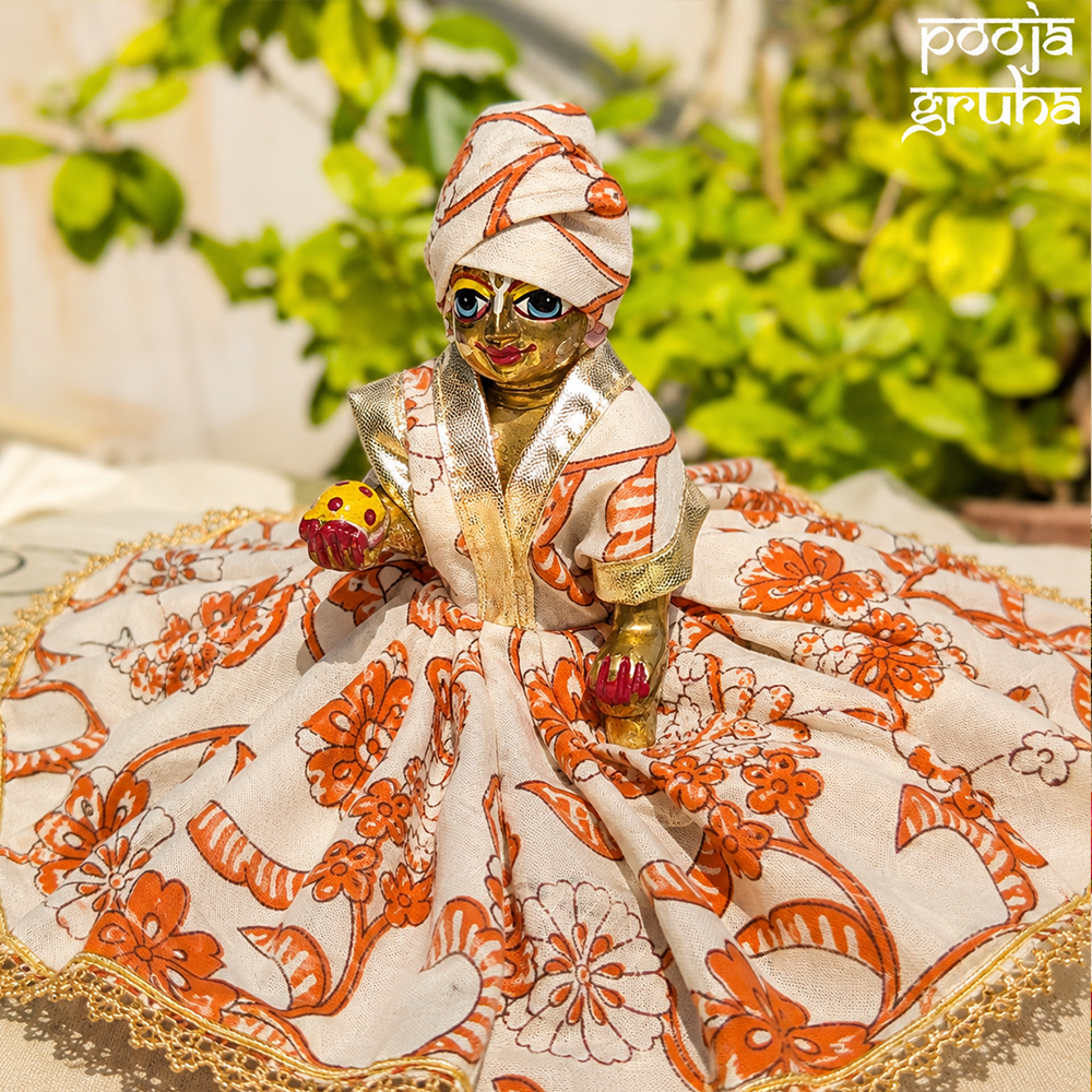 Kesariya Pushp Laddu Gopal Cotton Dress Set