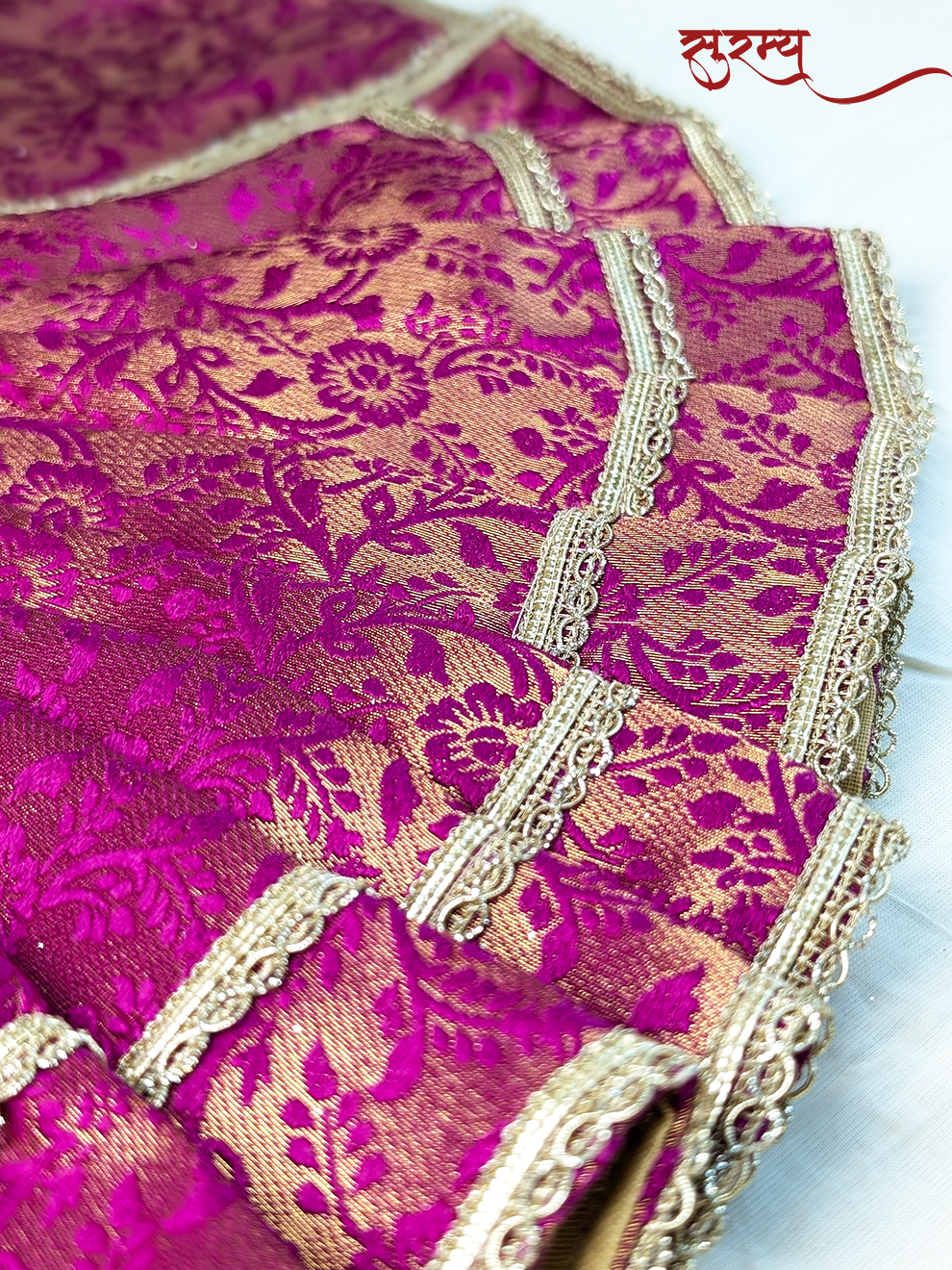 Rajrani Gulab Saree | Pink Silk Brocade Saree for Mata Rani Ji