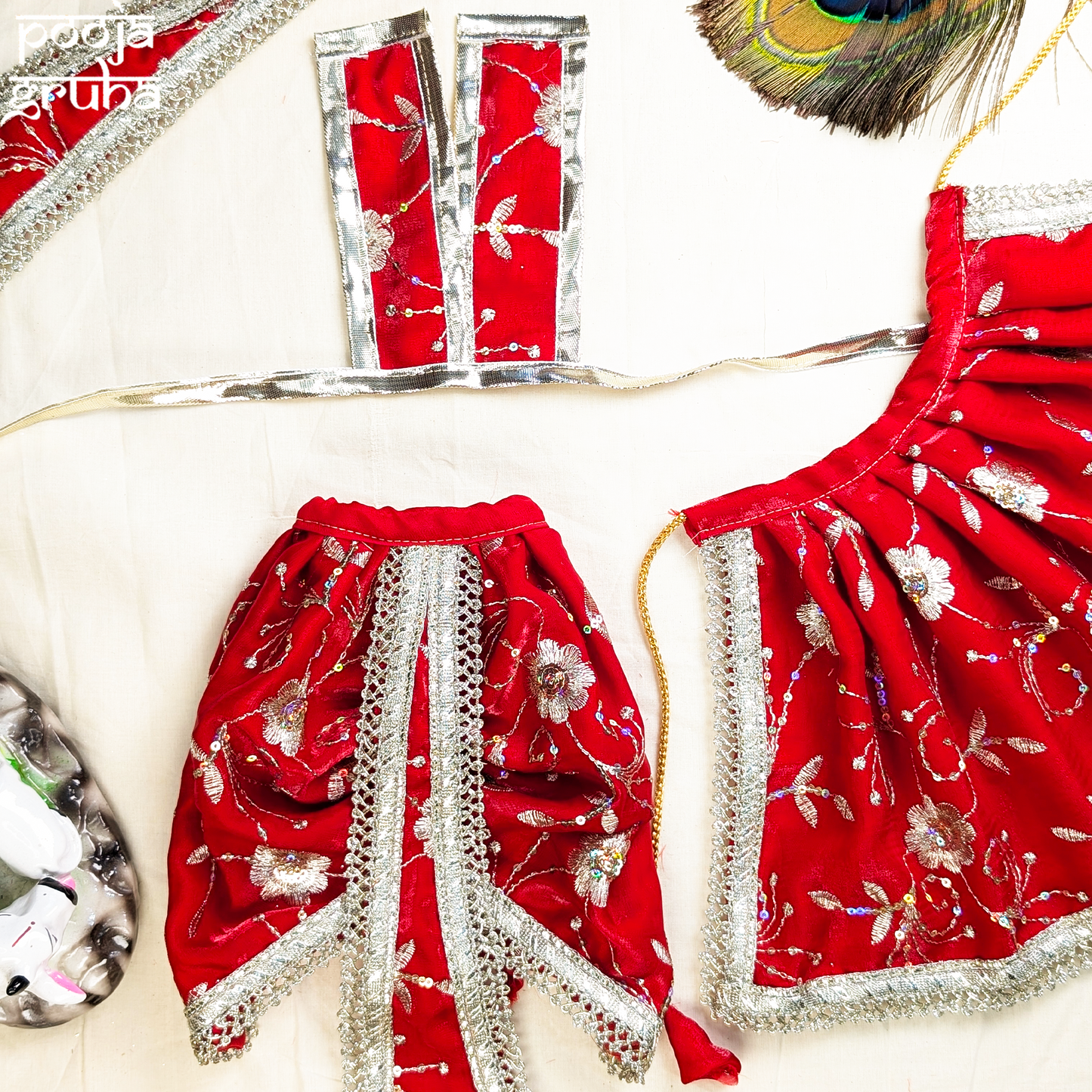 Rohini Laxmi Ganesh Ji Lehenga & Dhoti Set