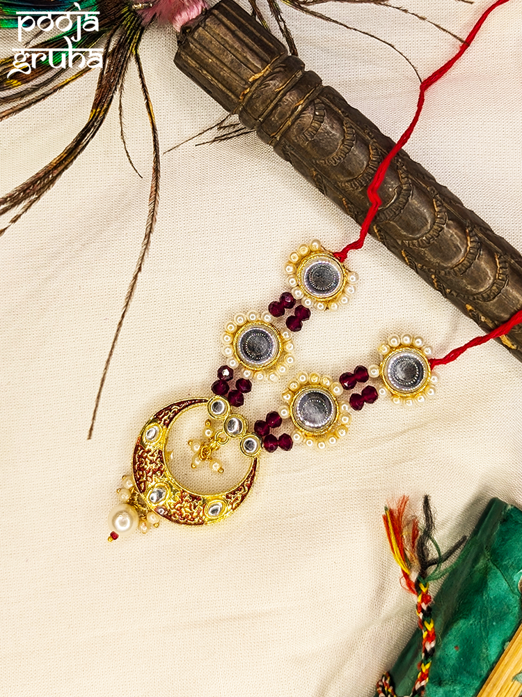 Beaded Crescent Pendant Necklace