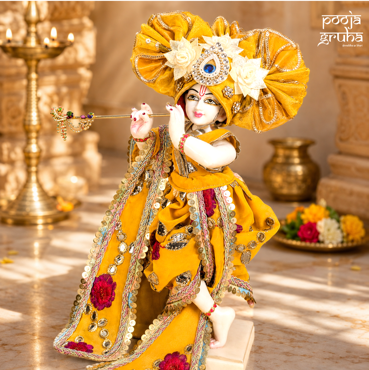 Kesariya Shringar Dhoti Dress Set for God