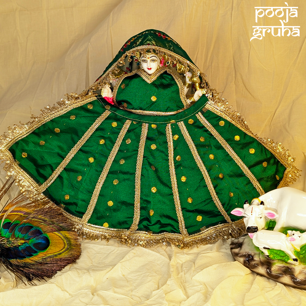 Harit – Emerald Green Silk Navratri Dress for Mata Rani