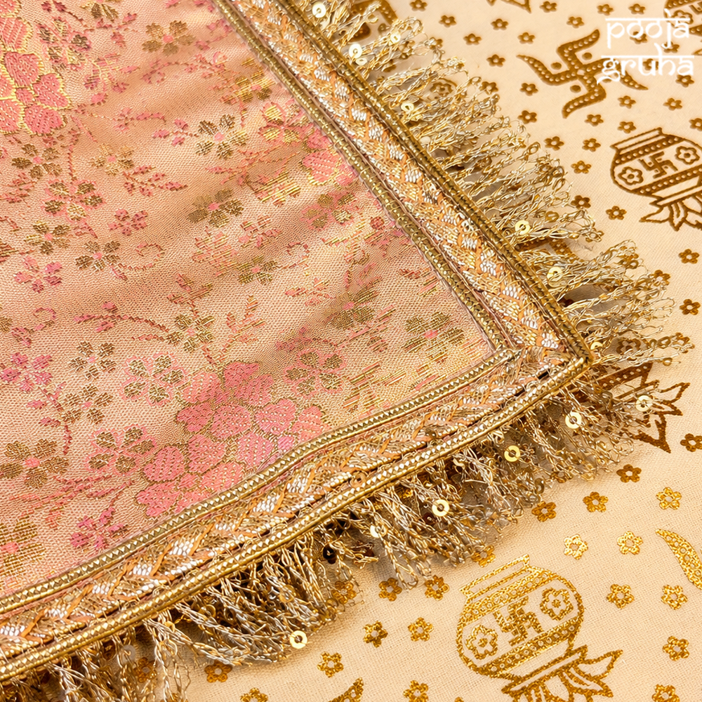 Pink silk brocade Chola for Gods