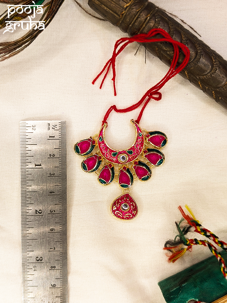 Bold Pink Crescent Pendant Necklace