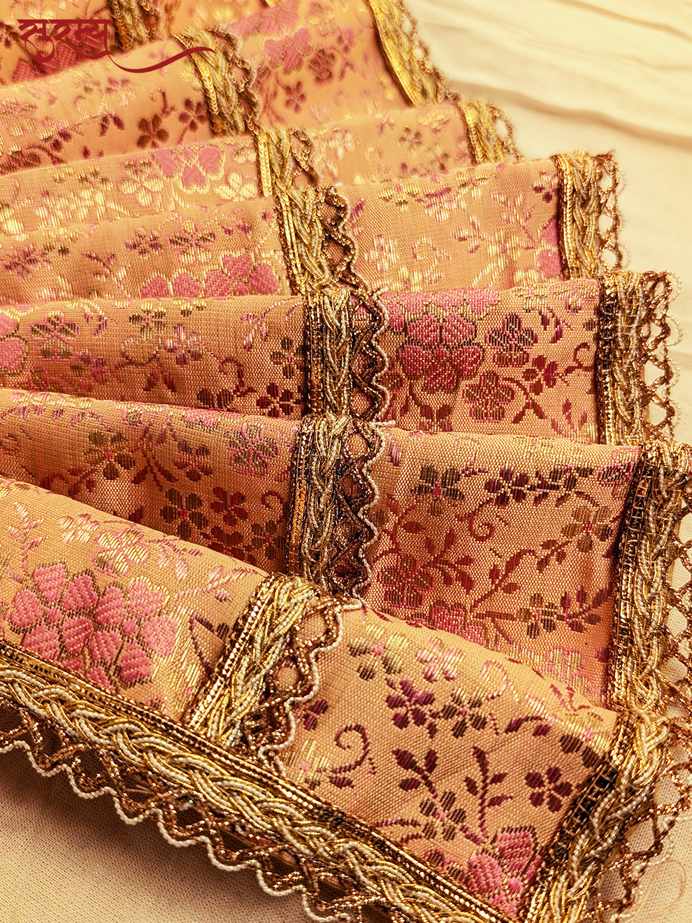 Komal Gulab Saree | Pink Silk Brocade Saree for Mata Rani Ji
