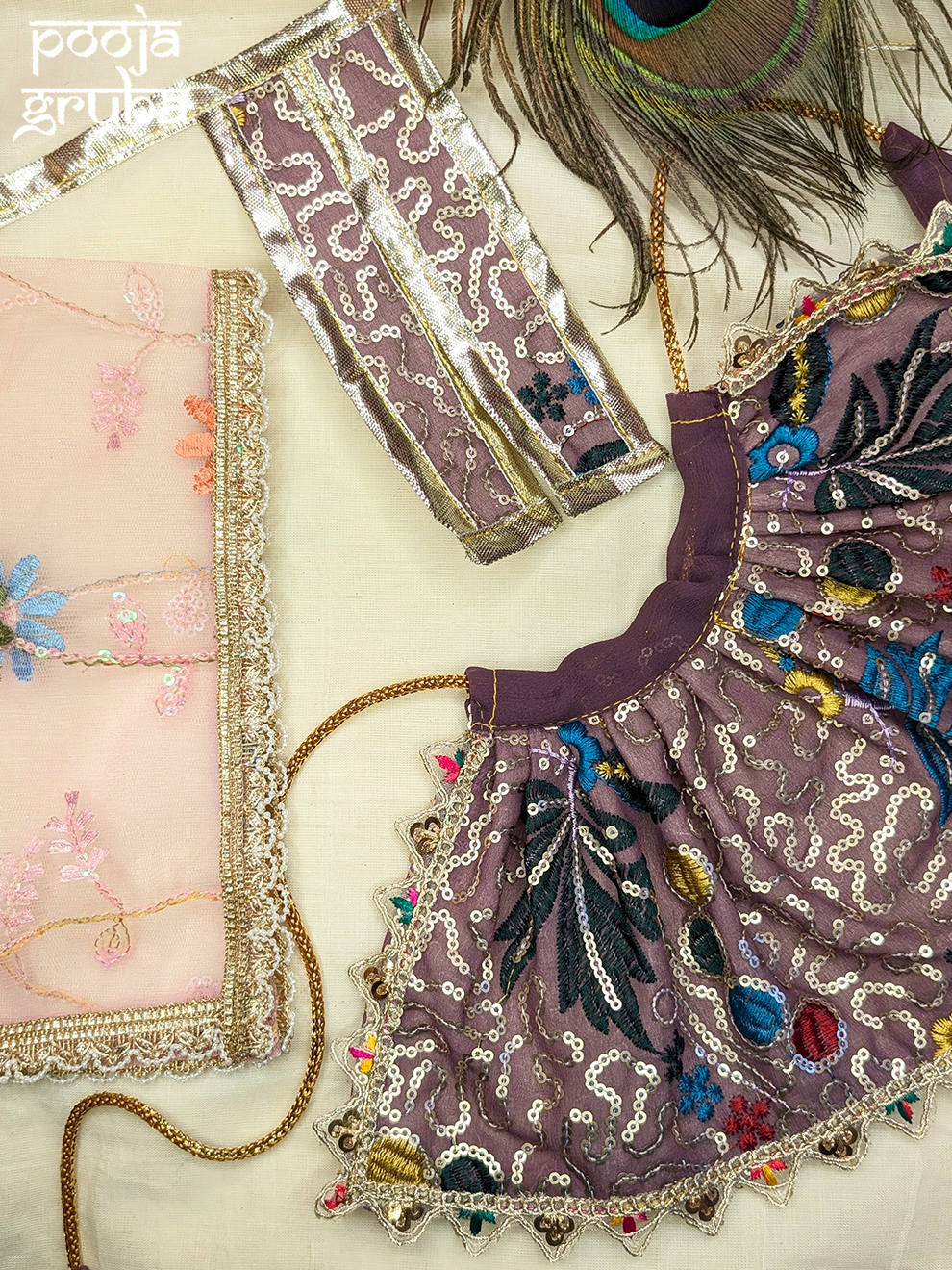 Devi Pushp Floral Embroidered Mata Rani Lehenga Set
