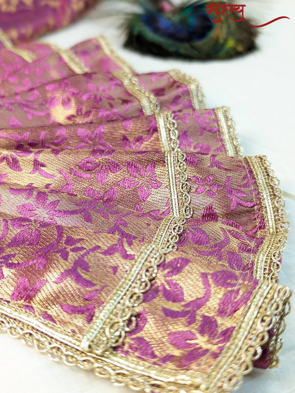 Divya Varna Saree | Purple Silk Brocade Saree for Mata Rani Ji