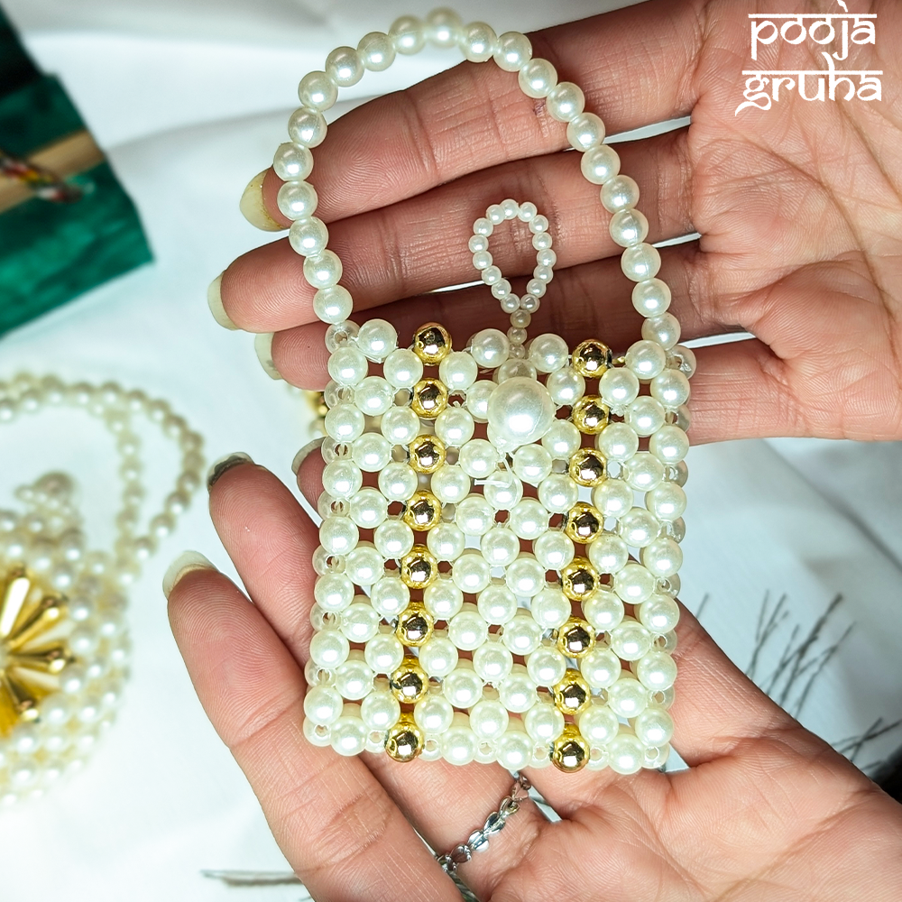 Handcrafted Pearl Beads Purse for Radha Rani Ji & Durga Maa