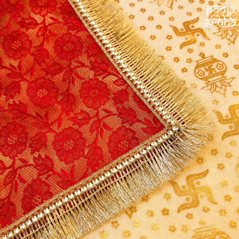 Red silk brocade Chola for Gods