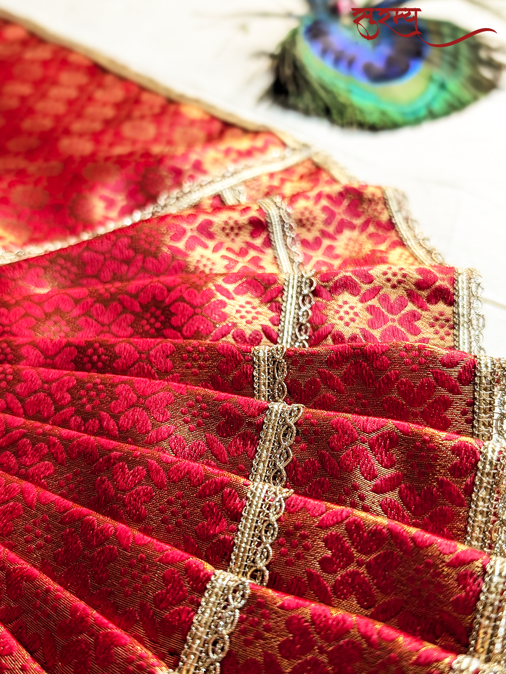 Kumkuma Devi Saree | Red Silk Brocade Saree for Mata Rani Ji