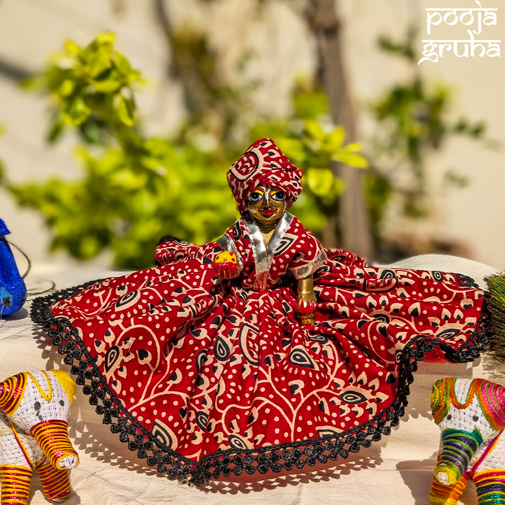 Raktambara Laddu Gopal Cotton Dress Set