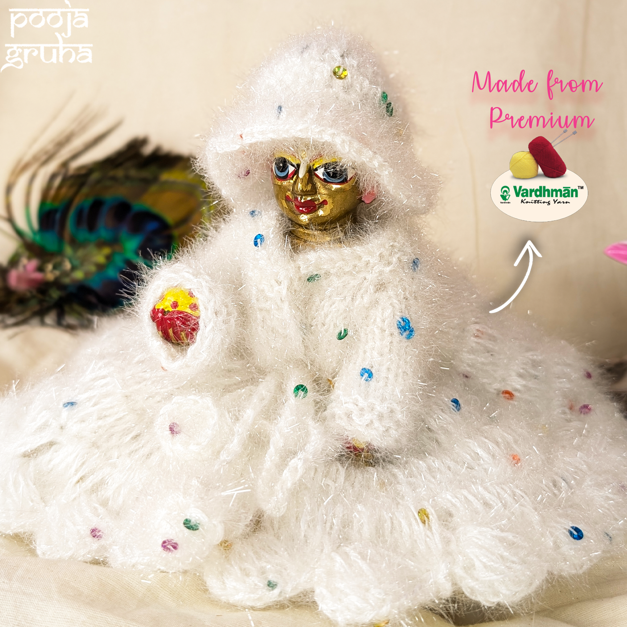 ladoo gopal winter dress Handmade Crochet Laddu Gopal Dress, Woolen Winter Outfit