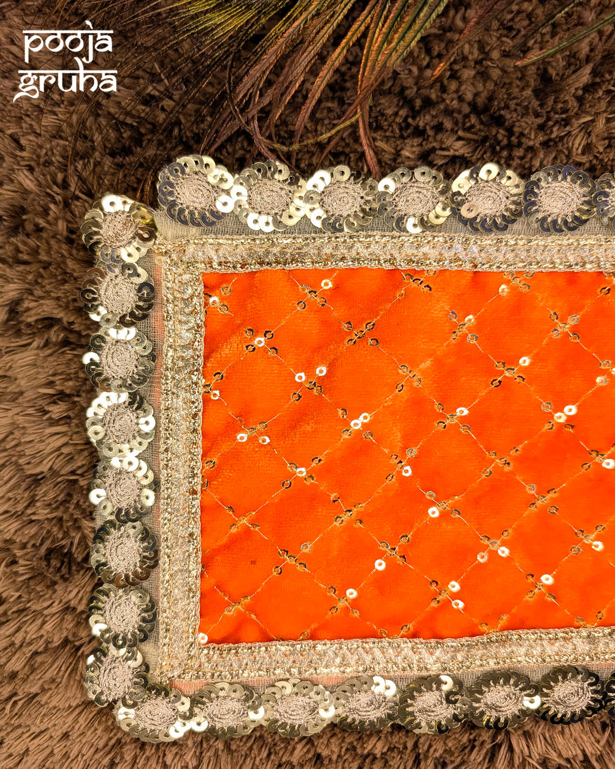 Kesari Vastram - Sacred Orange Velvet Shawl