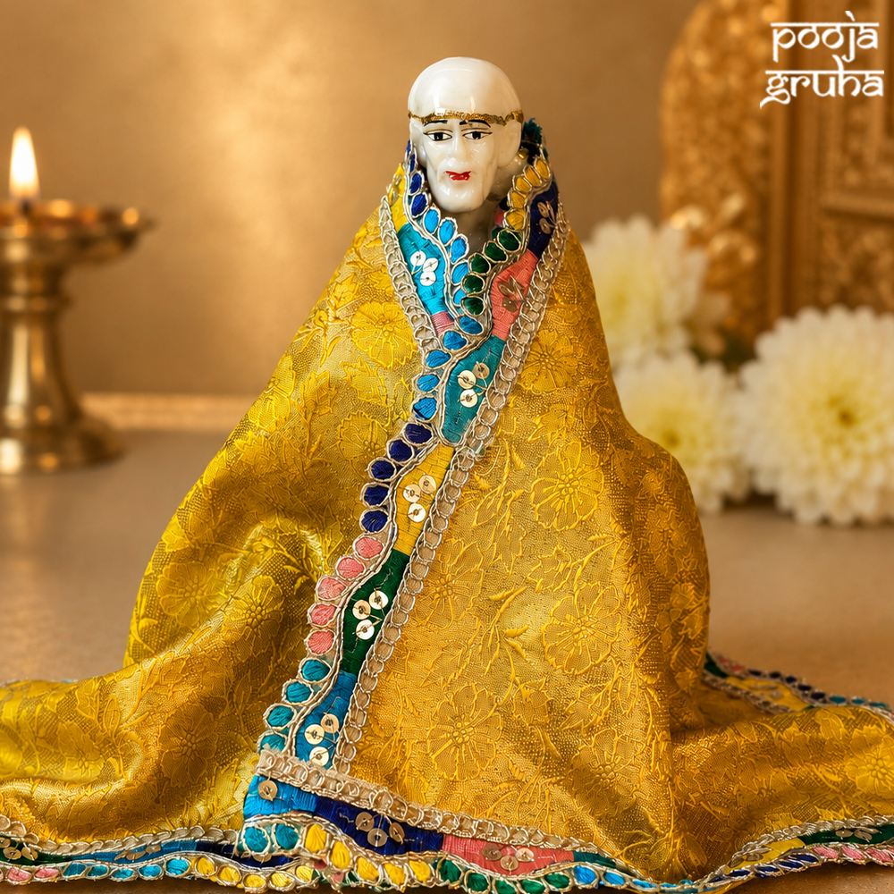 Yellow silk brocade Chola for Gods