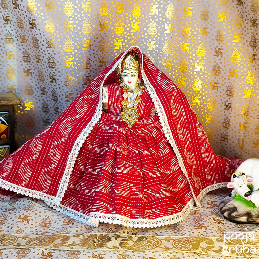 Laal Shringar Mata Rani Cotton Dress Set