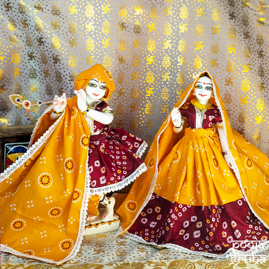 Kesari Raas Radha Krishna Cotton Dress Set