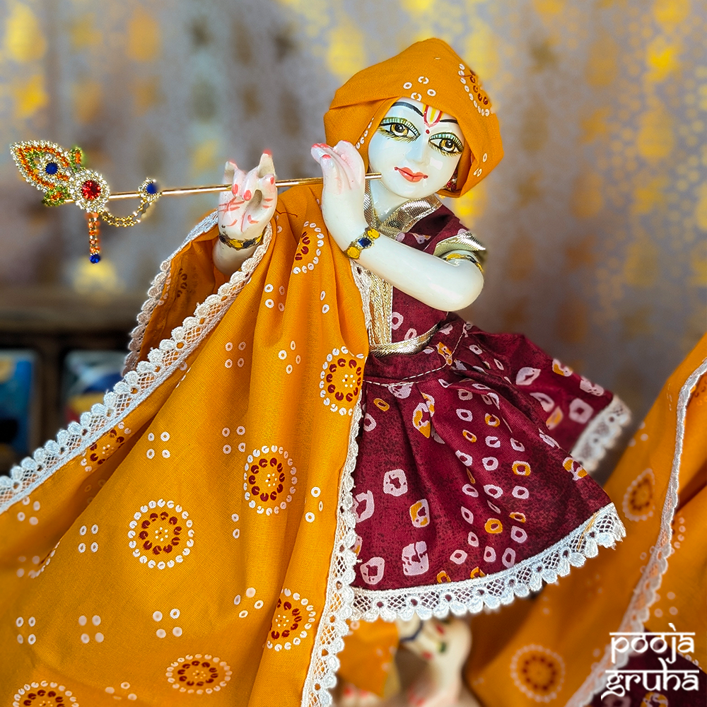 Kesari Raas Radha Krishna Cotton Dress Set