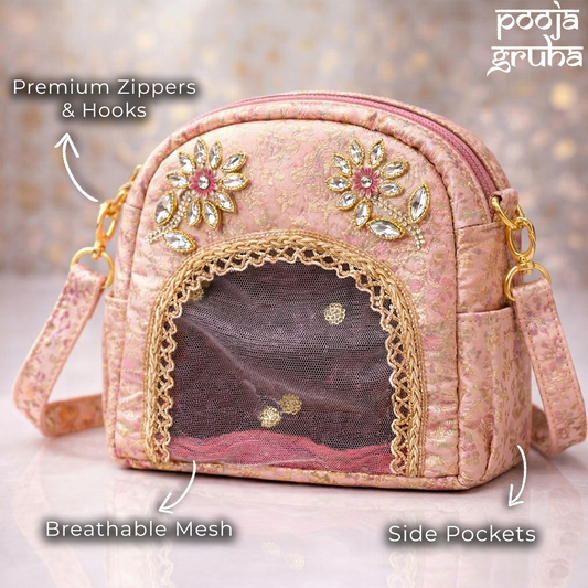 Premium Laddu Gopal Travel Bag with Cushion | Pooja Gruha