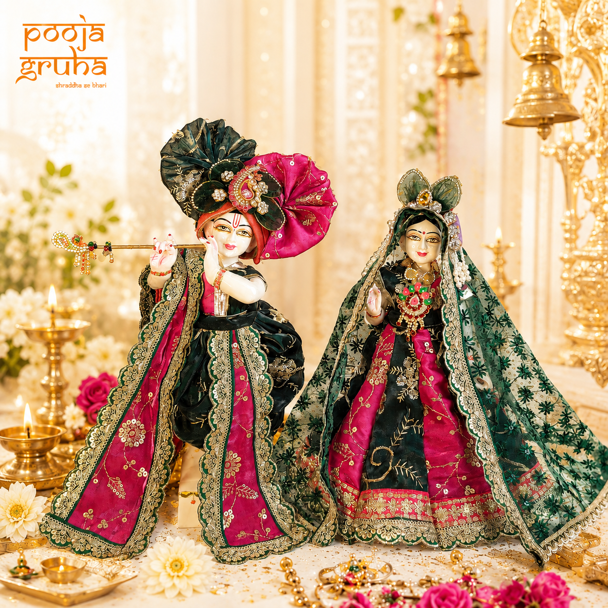 Gulabi Neel Shringar Radha Krishna Dress Set