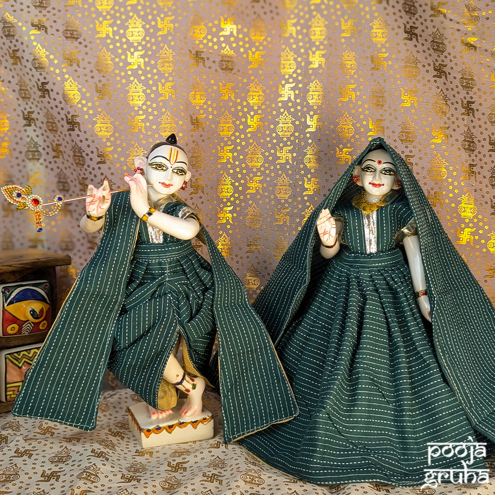 Hariyali Radha Krishna Cotton Dress Set