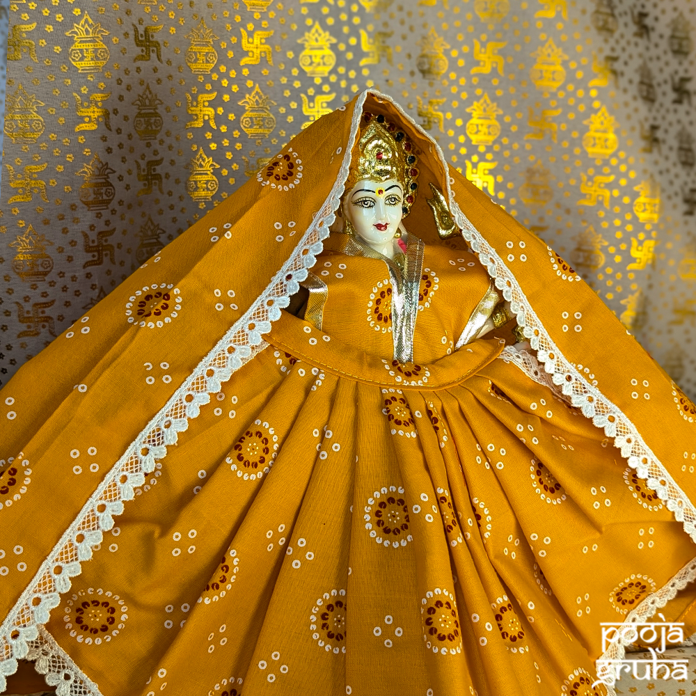 Kesari Bandhani Mata Rani Cotton Dress Set
