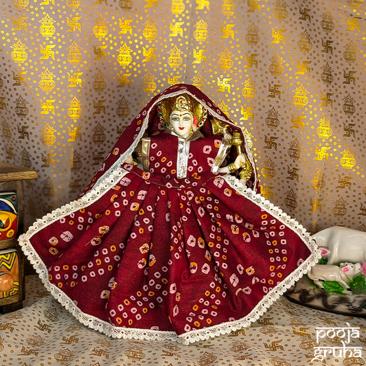 Maroon Bandhej Mata Rani Cotton Dress Set