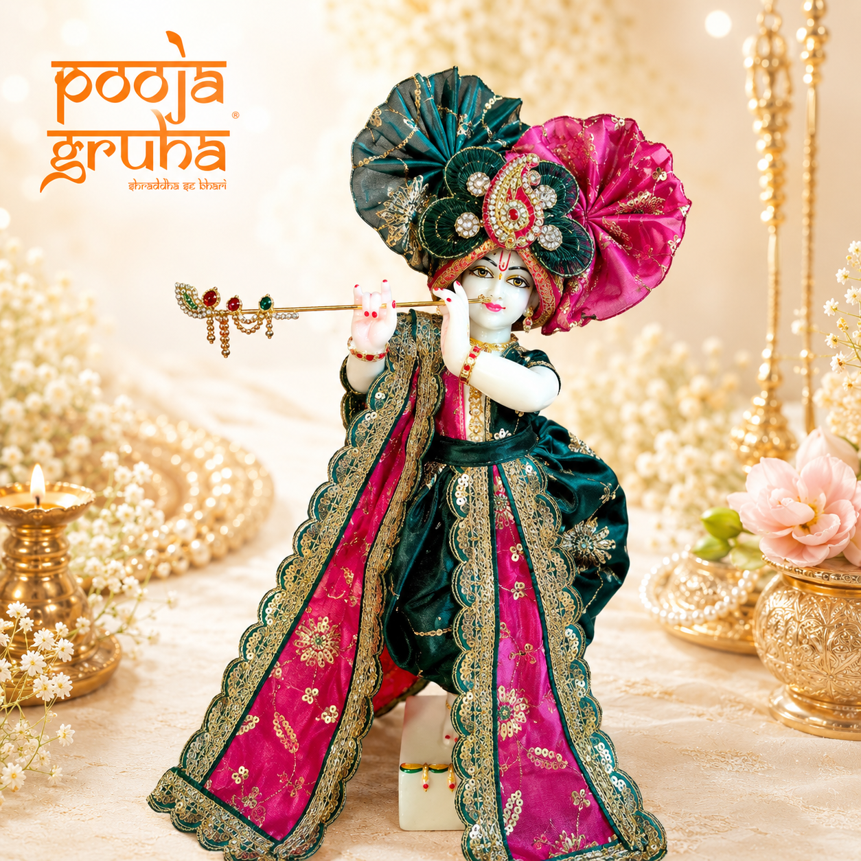 Gulabi Neel Shringar Radha Krishna Dress Set