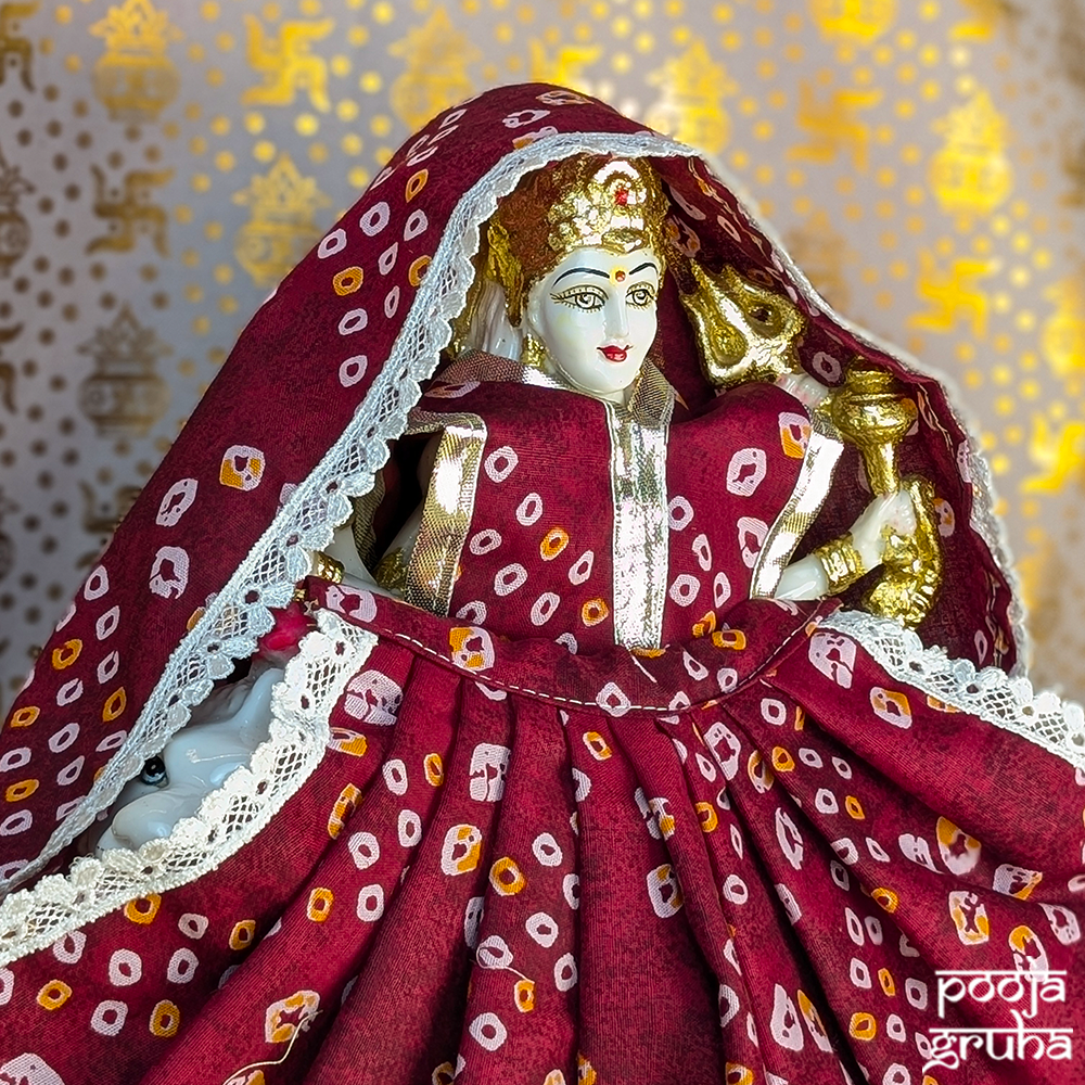 Maroon Bandhej Mata Rani Cotton Dress Set
