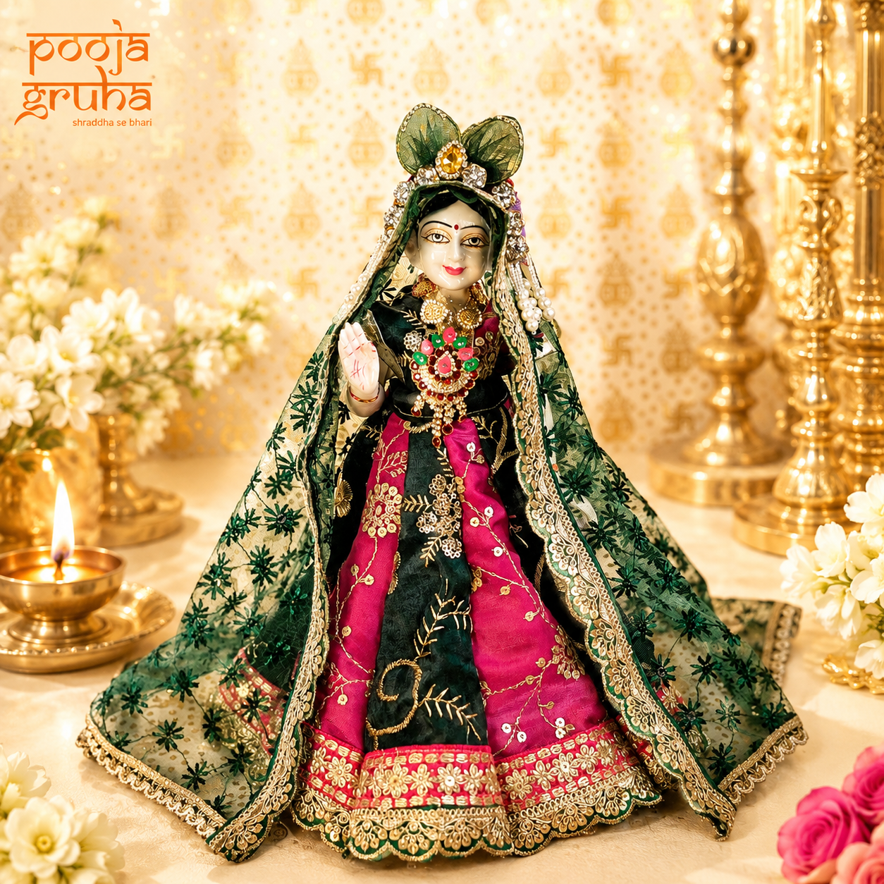 Gulabi Neel Shringar Radha Krishna Dress Set