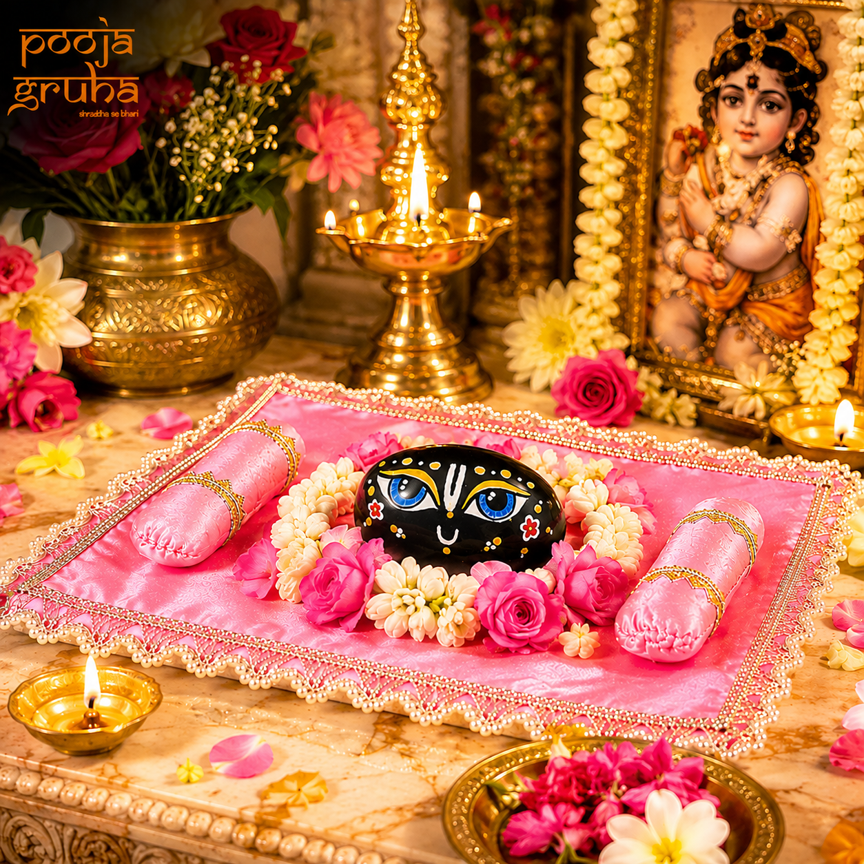 ISKCON-style Shaligram Ji Shringar Set