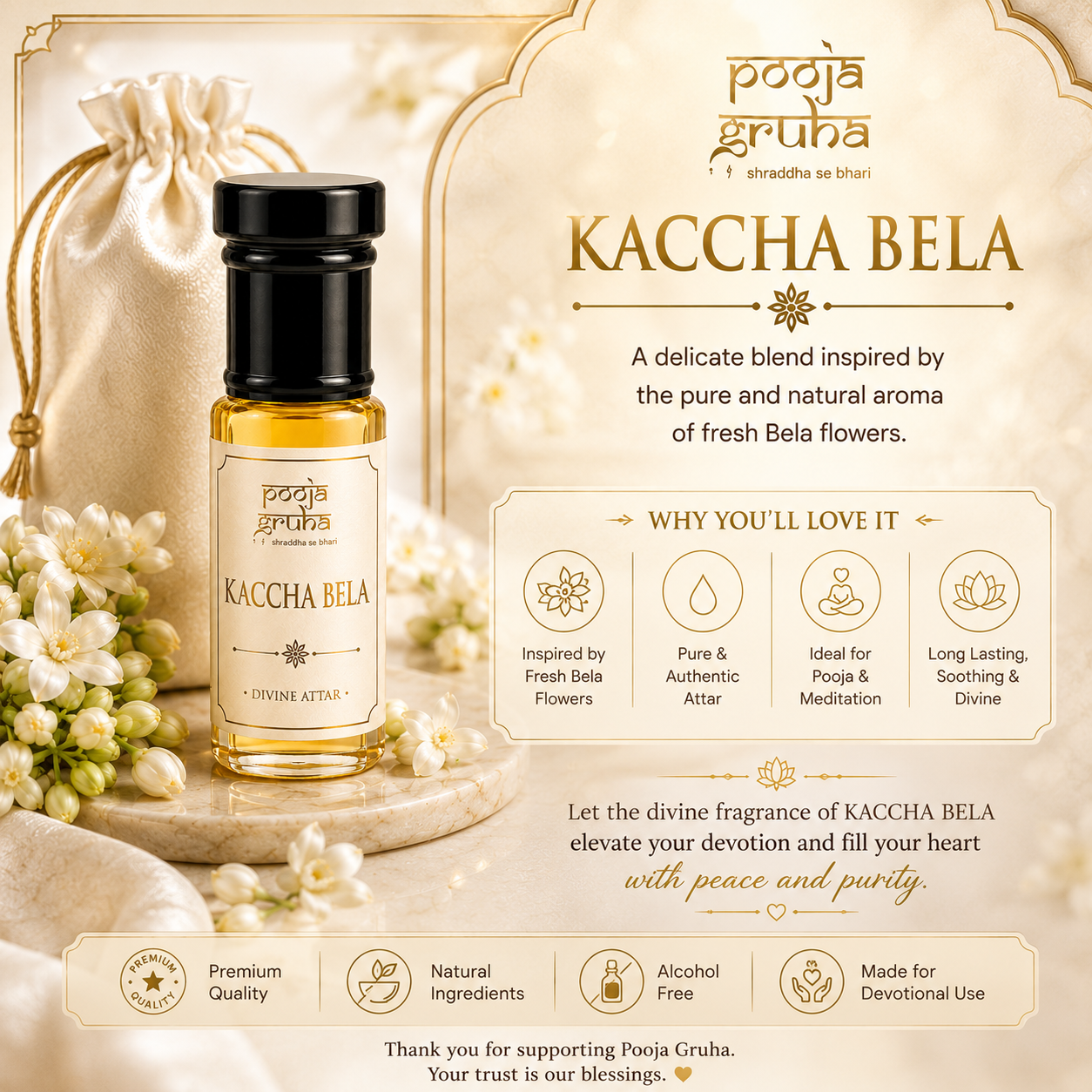 KACCHA BELA Divine Attar for Mandir | Pooja Gruha