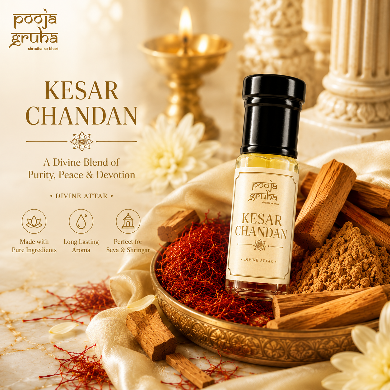 KESAR CHANDAN Divine Attar for Mandir | Pooja Gruha