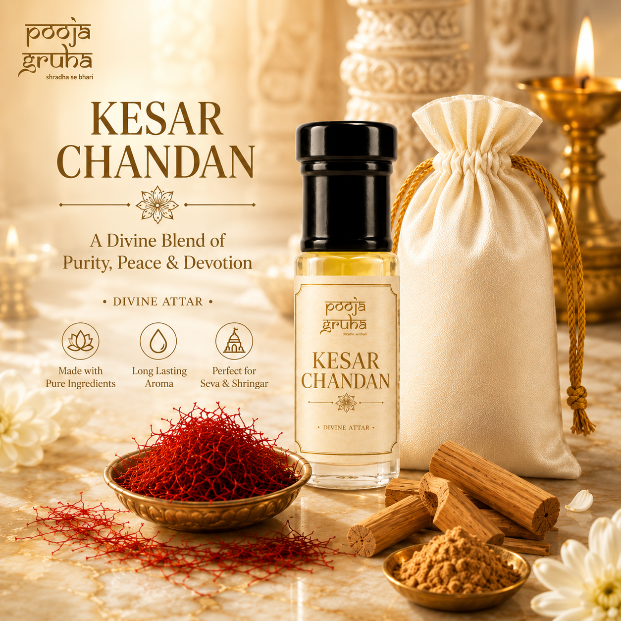 KESAR CHANDAN Divine Attar for Mandir | Pooja Gruha