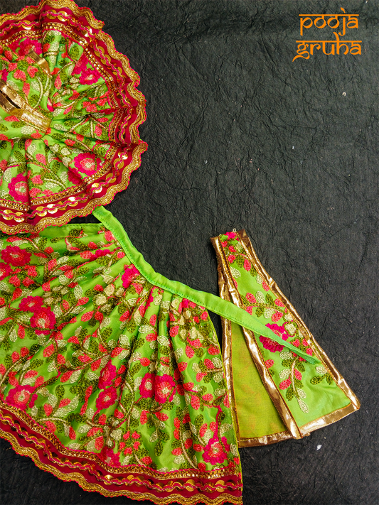 Mata Rani & Laddu Gopal Floral Embroidered Set