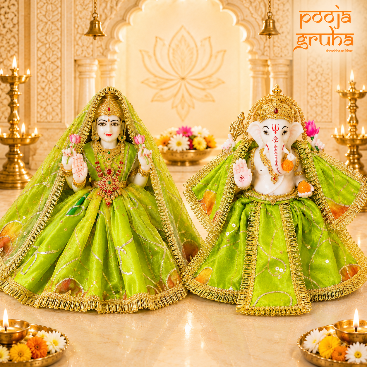 Hariyali Shringar Laxmi Ganesh Ji Dress Set
