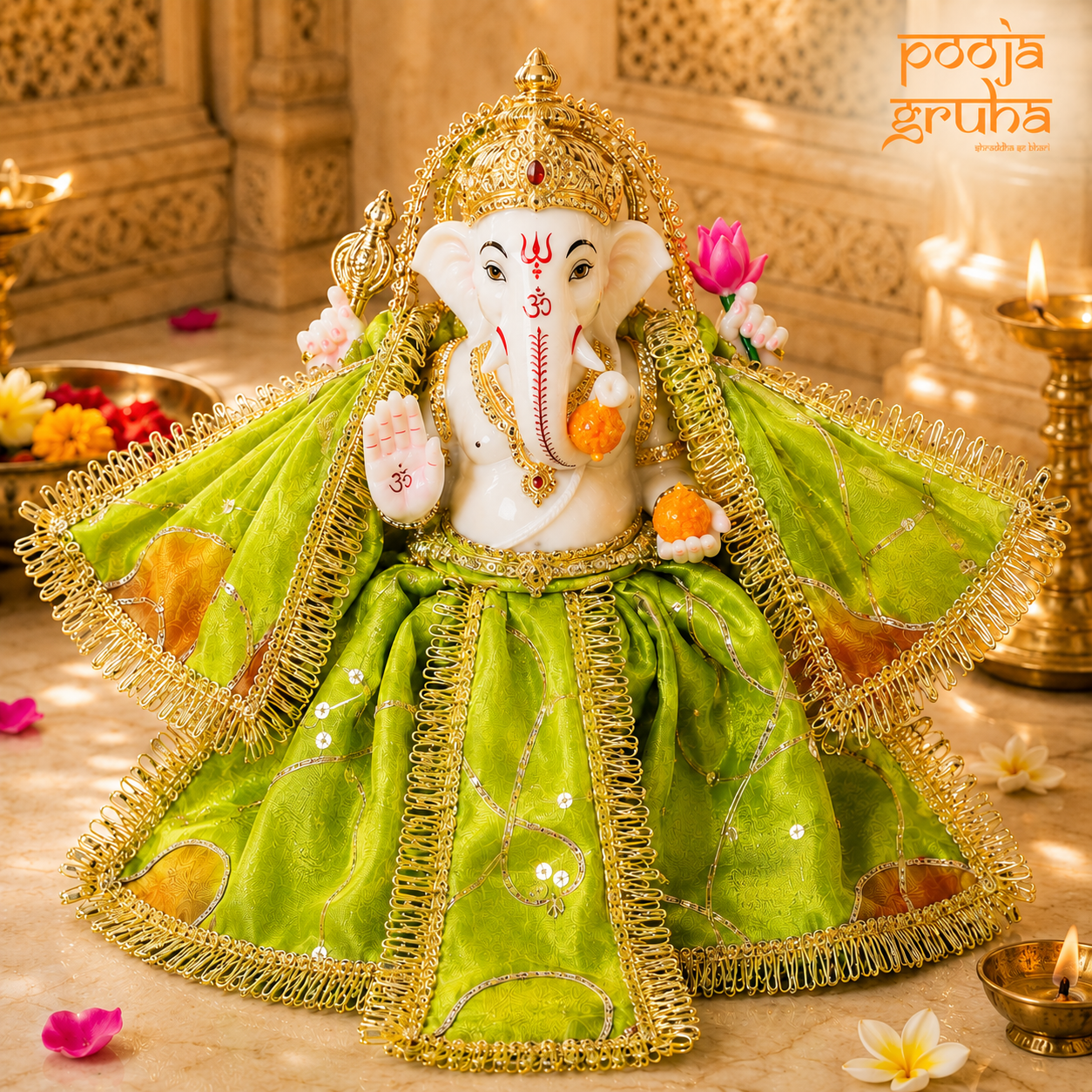 Hariyali Shringar Laxmi Ganesh Ji Dress Set