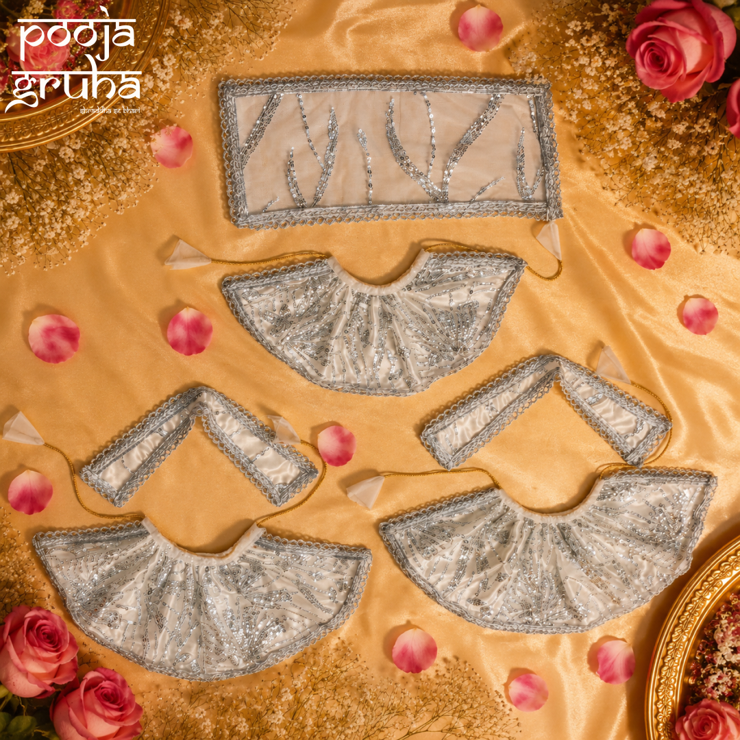 Silver Chandra Jagganath Ji Family Dress set (6 pcs set)