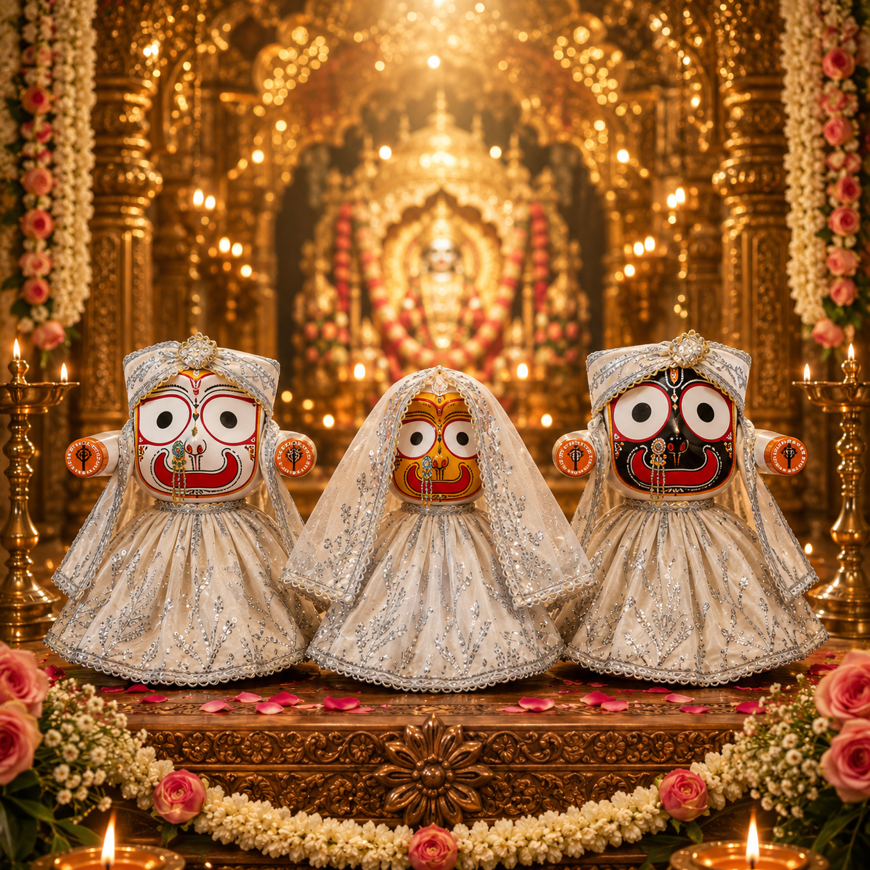 Silver Chandra Jagganath Ji Family Dress set (6 pcs set)