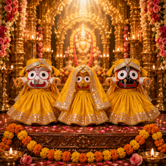 Golden Pitambar Jagganath Ji Family Dress set (6 pcs set)