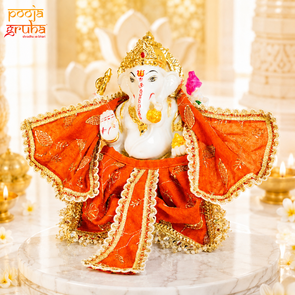 Divya Kesariya Ganesh Ji Dhoti Set
