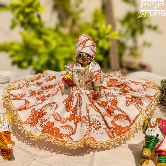 Kesariya Pushp Laddu Gopal Cotton Dress Set