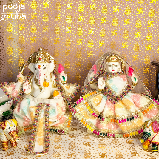 Shwet Rang Vastra Laxmi Ganesh Dress Set