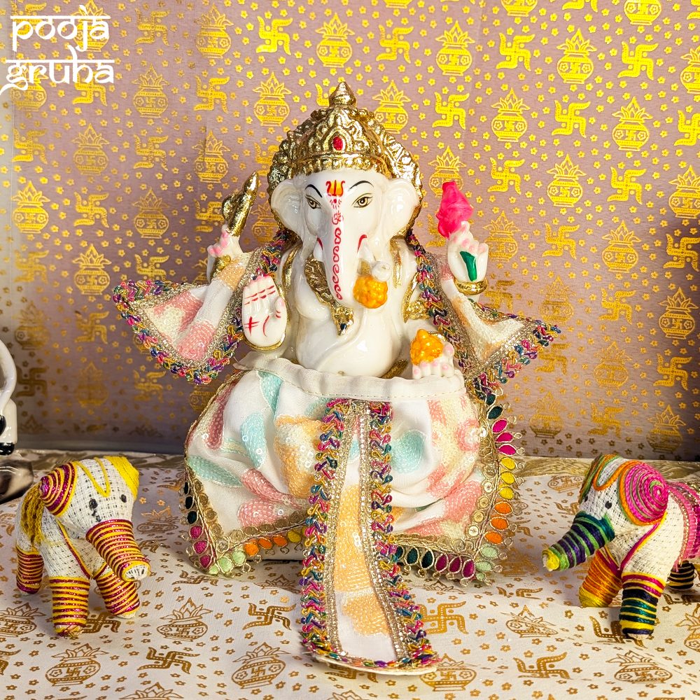 Shwet Rang Vastra Laxmi Ganesh Dress Set