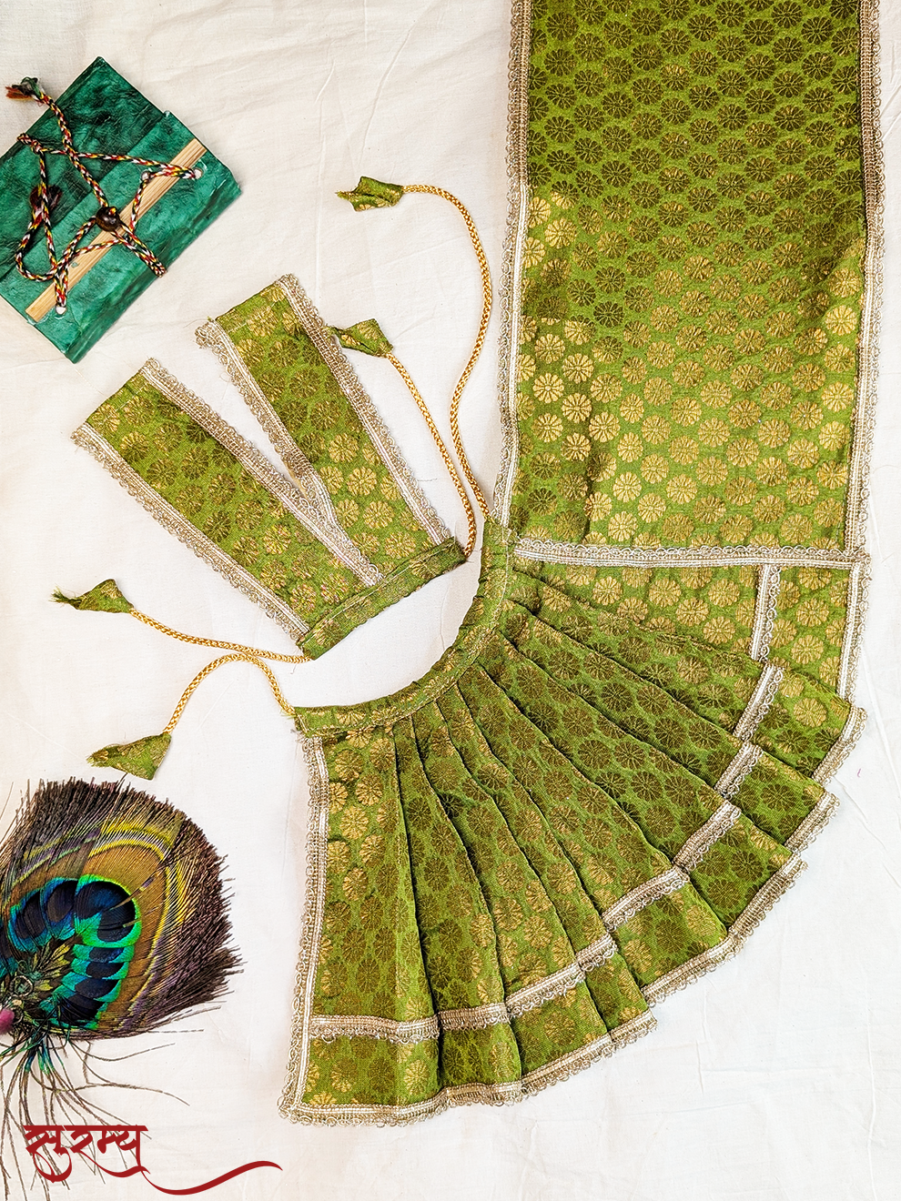 Hari Kamal Saree | Green Silk Brocade Saree for Mata Rani Ji