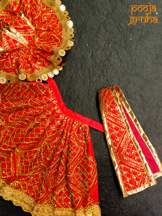 Mata Rani & Laddu Gopal Zari Dress Set