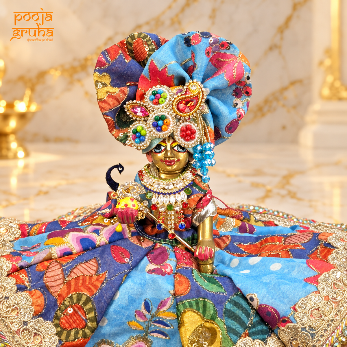 Neel Madhav | Navratri Special Multicolour Radha Rani & Laddu Gopal Dress Set