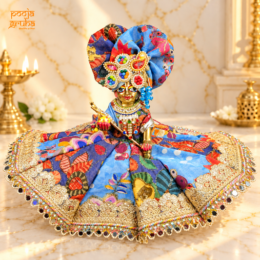 Neel Madhav | Navratri Special Multicolour Radha Rani & Laddu Gopal Dress Set